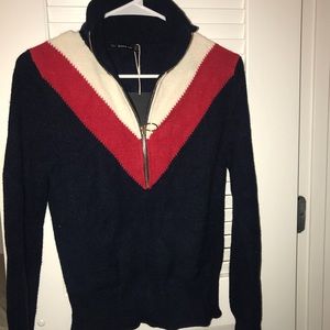 ZARA RED WHITE BLUE QUARTER ZIP